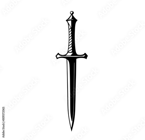 Sharp Dagger Knife Black Illustration Design