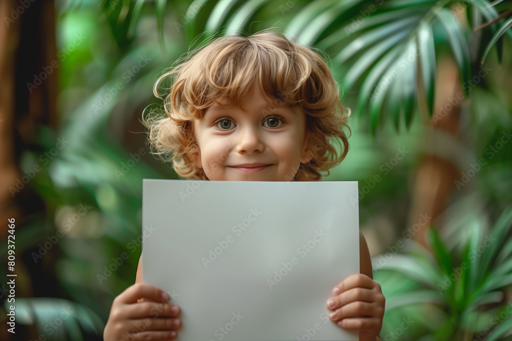 Eco Message: Young Environmental Advocate with Blank Sign Eco Message: Young Environmental Advocate with Blank Sign