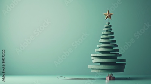 Vintage-colored Christmas tree with copy space, depicted in a 3D rendering