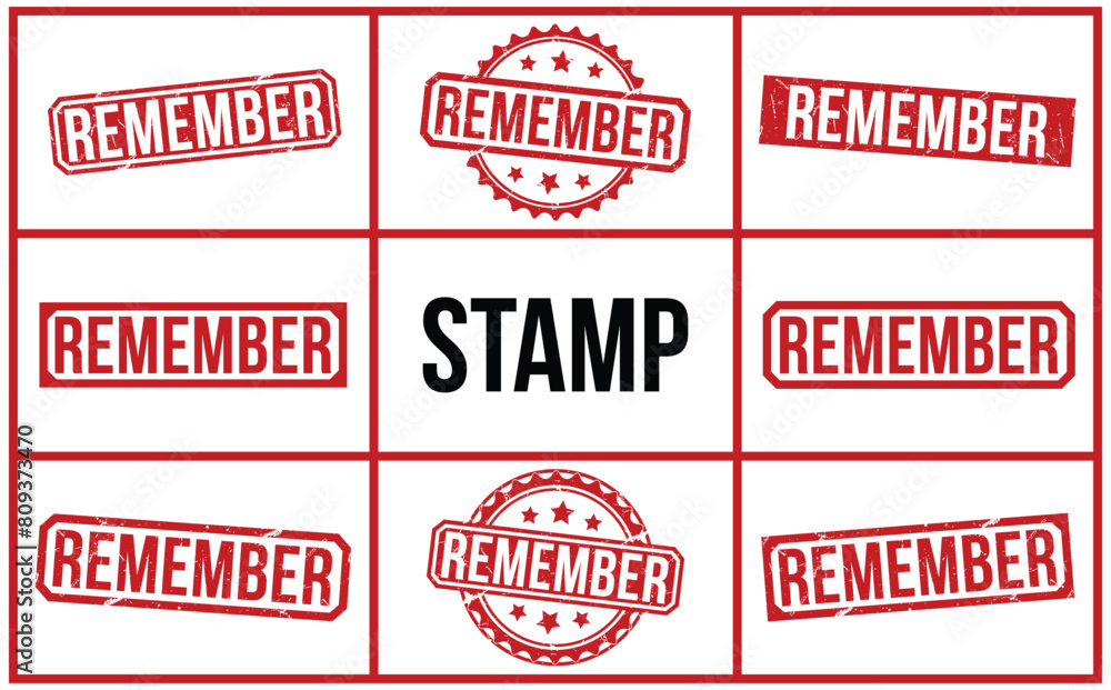 Remember Red Rubber Stamp vector design. Remember Red Rubber Stamp vector design.