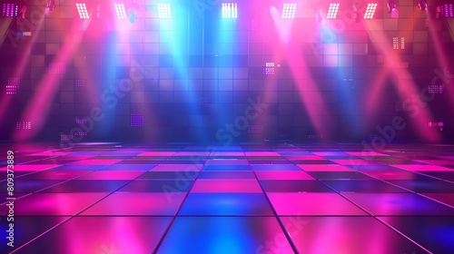 The dance floor is empty and the lights are on.