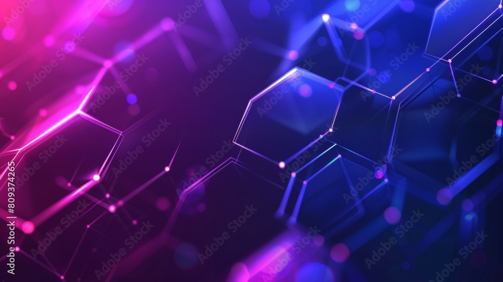 Obraz premium Abstract purple and blue background with a hexagon pattern for technology, science or business concept vector illustration. 