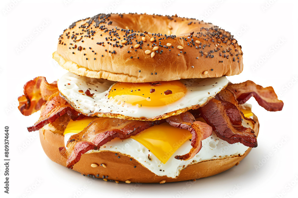 a bacon and egg sandwich with sesame seeds a bacon and egg sandwich with sesame seeds
