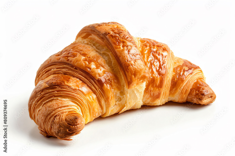 a croissant on a white surface