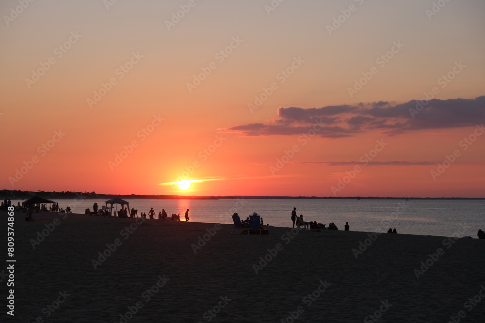 Fototapeta premium Sunset at Lewes, Delaware, beach