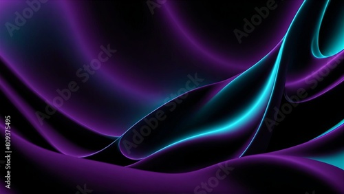 Abstract Purple Waves with Neon Highlights. Generative AI.