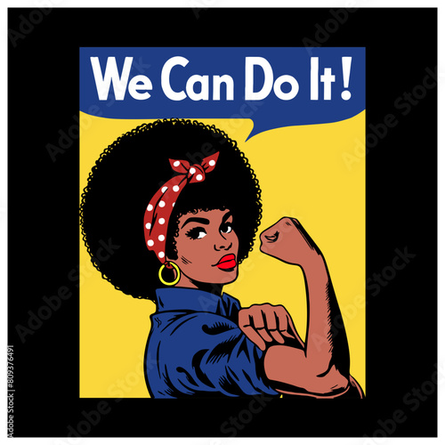 we can do it! , poster girl , afro american , pinup, girl,
