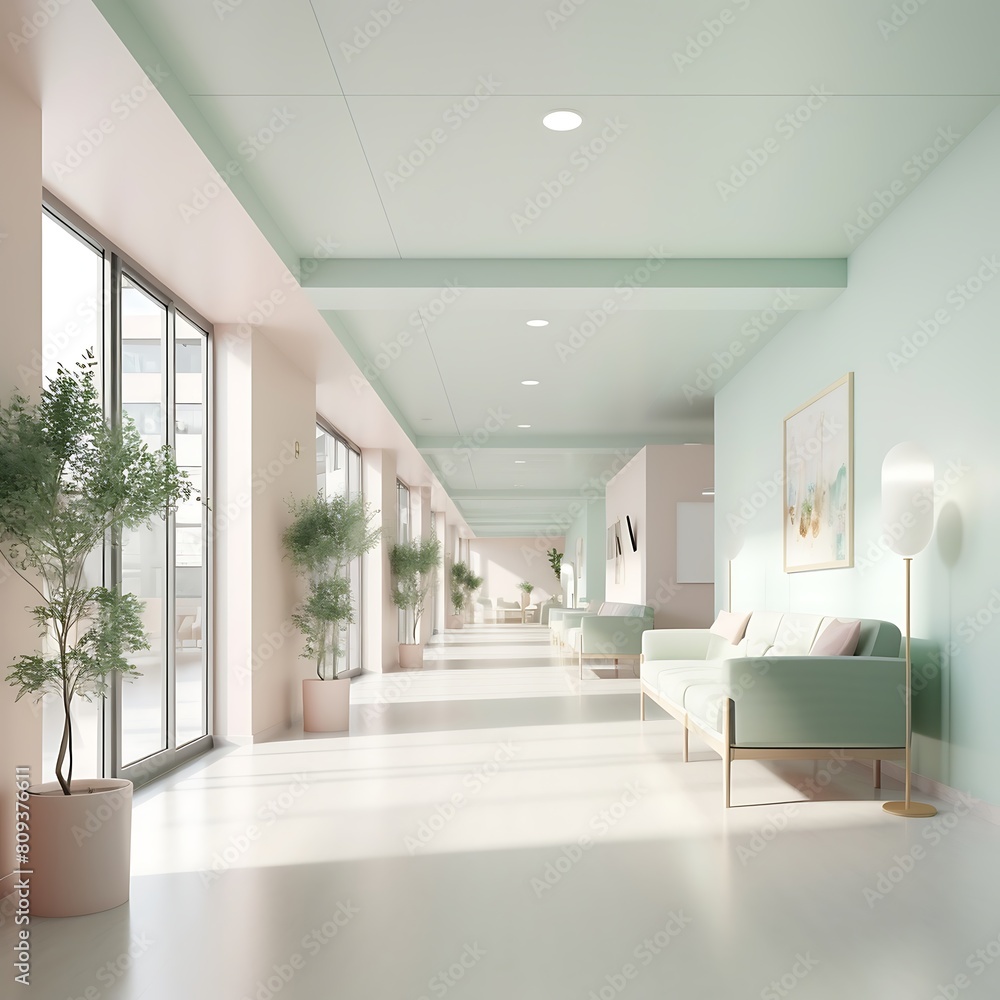 Interior of a modern office with a long corridor. Interior of a modern office with a long corridor.