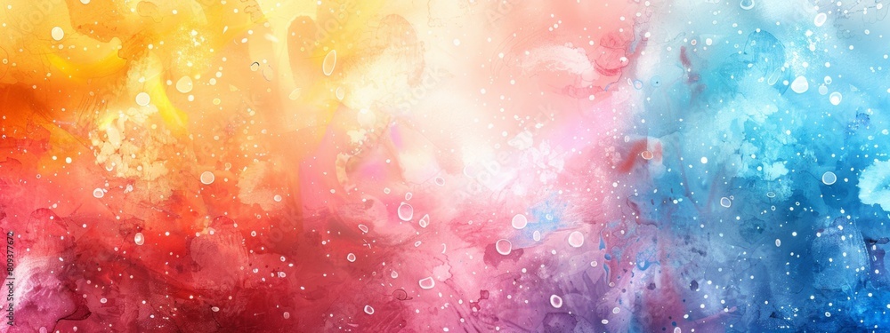 A vibrant watercolor background with raindrops merging into splatters of color, creating an abstract and expressive effect.
