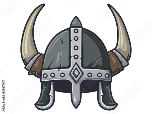 Viking Helmet Illustration, Sticker Style Design