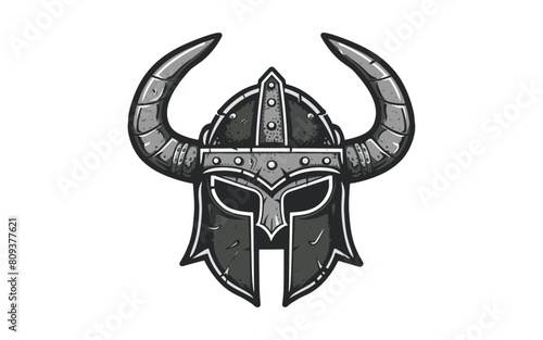 Viking Helmet Illustration, Sticker Style Design