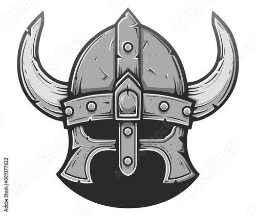 Viking Helmet Illustration, Sticker Style Design