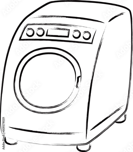 筆書き単品アイコン　洗濯機