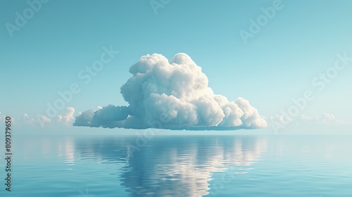 A serene blue gradient background with a single floating white cloud in the center.