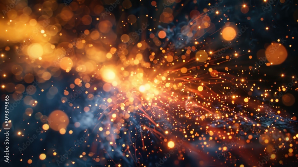 Bright sparks from welding, close-up and dispersed amidst the darkness. Bright sparks from welding, close-up and dispersed amidst the darkness.