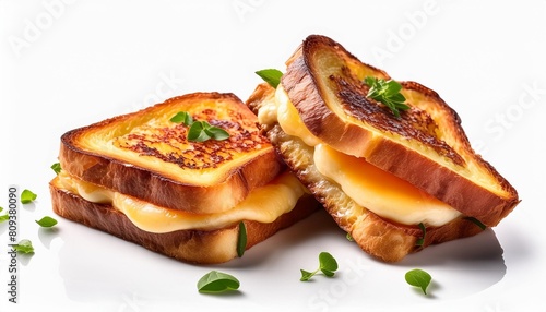 croque monsieur toasted bread slices isolated on white photo