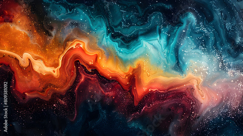 Swirling Galactic Fluidity: An Abstract Photographic of Space in Vibrant Red-Green-Blue Hues