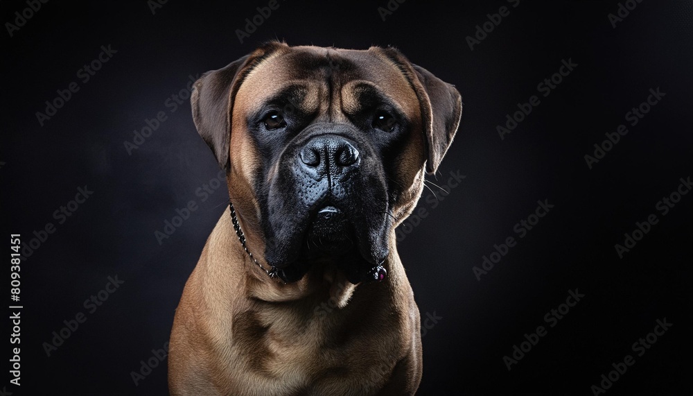 bullmastiff dog on black background generative ai