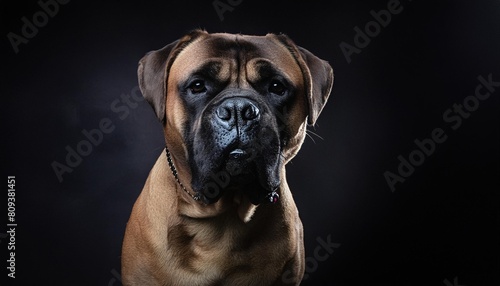 bullmastiff dog on black background generative ai © Josue