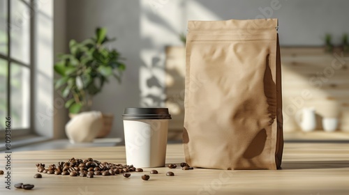 Elegant and Modern Coffee Brand Packaging Mockup Bag