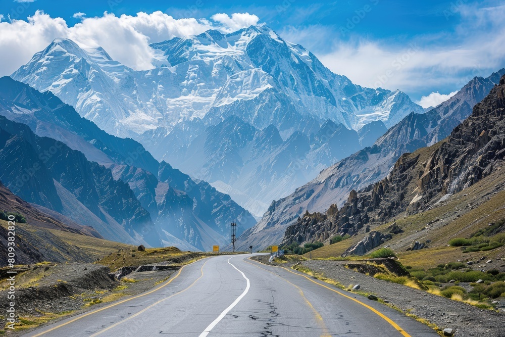 Fototapeta premium Endless mountain roads winding through rugged peaks and vast valleys.