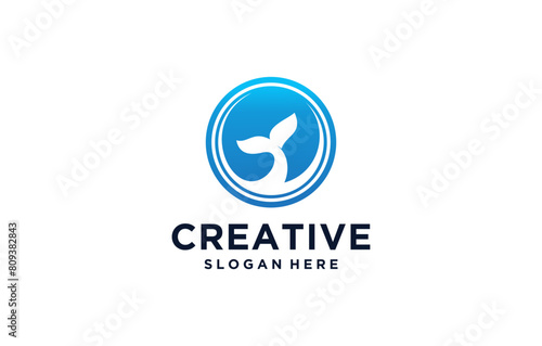 negative space shark tail ocean logo design