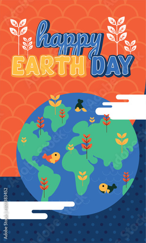 Geometric earth day card Vector illustration