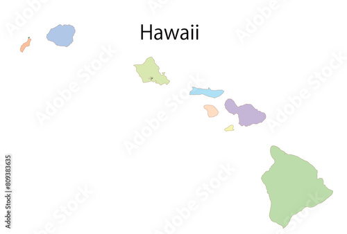 ハワイ　アメリカ　地図　カラフル　アイコン