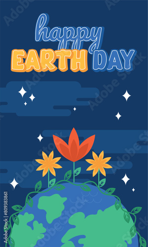 Geometric earth day card Vector illustration