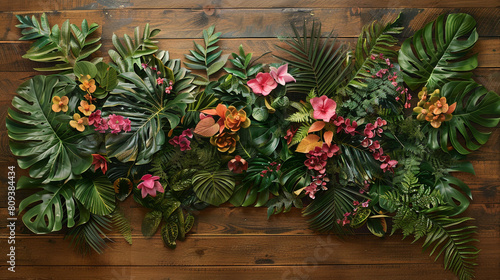 christmas wreath on wooden background