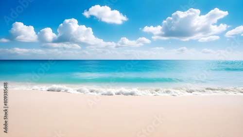 Beautiful tropical beach views with abundant clouds. Beautiful expanse of the sky meeting the sea
