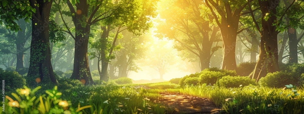 A tranquil forest background with tall trees, a winding path, and soft sunlight filtering through the leaves, perfect for nature-themed projects. A tranquil forest background with tall trees, a winding path, and soft sunlight filtering through the leaves, perfect for nature-themed projects.