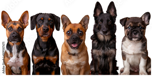 a group of dogs sitting in front of a colorful wall  transparent background png