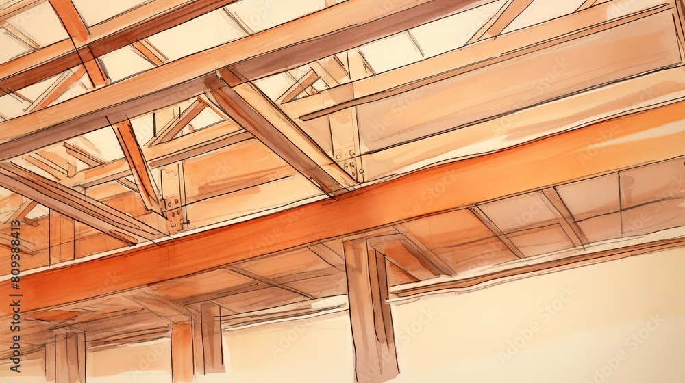 Obraz premium bare steel beams in a construction site