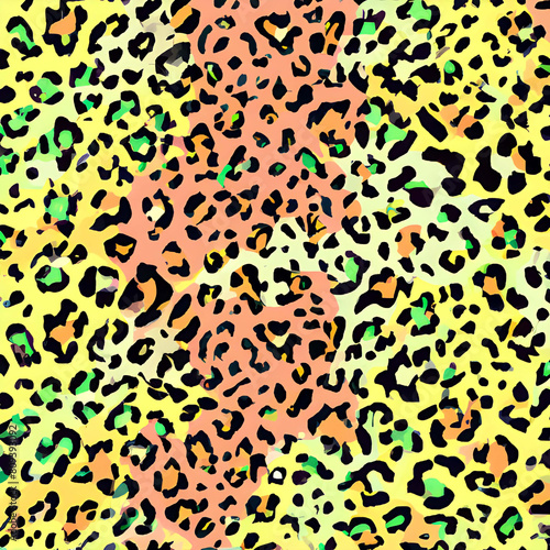 Colorful leopard print seamless pattern. Leopard skin texture