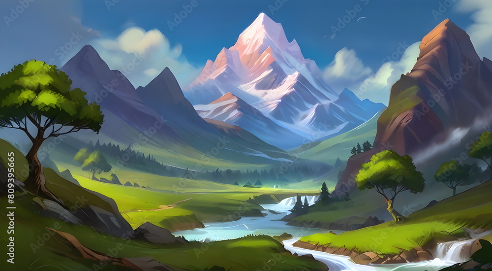 Obraz premium Beautiful colorful nature landscape view