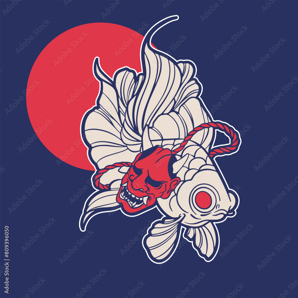 Obraz premium Free Vector | Flat design koi fish logo design 