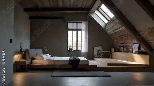 Loft and modern bedroom. © Mudassir