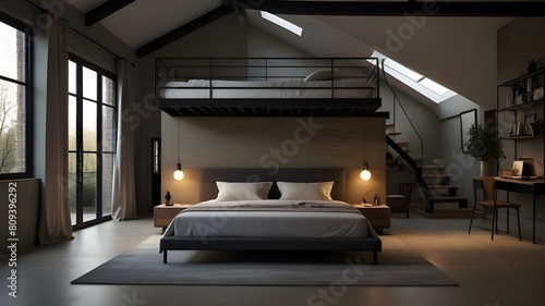 Wallpaper Mural Loft and modern bedroom. Torontodigital.ca