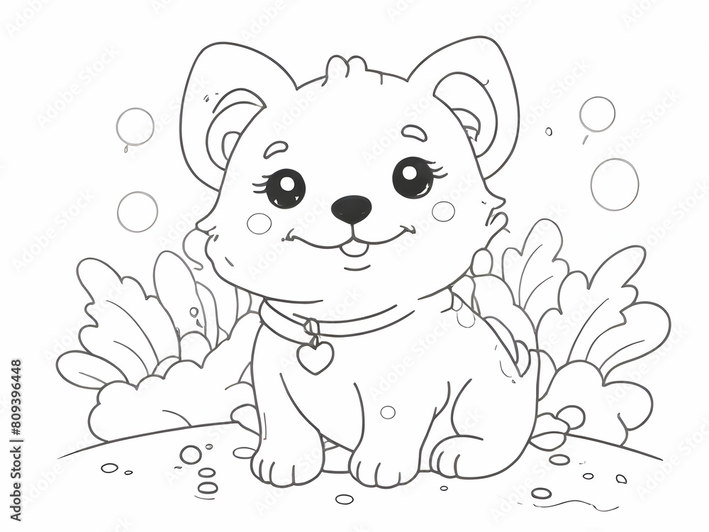 Fototapeta premium Cute dog drawing coloring book
