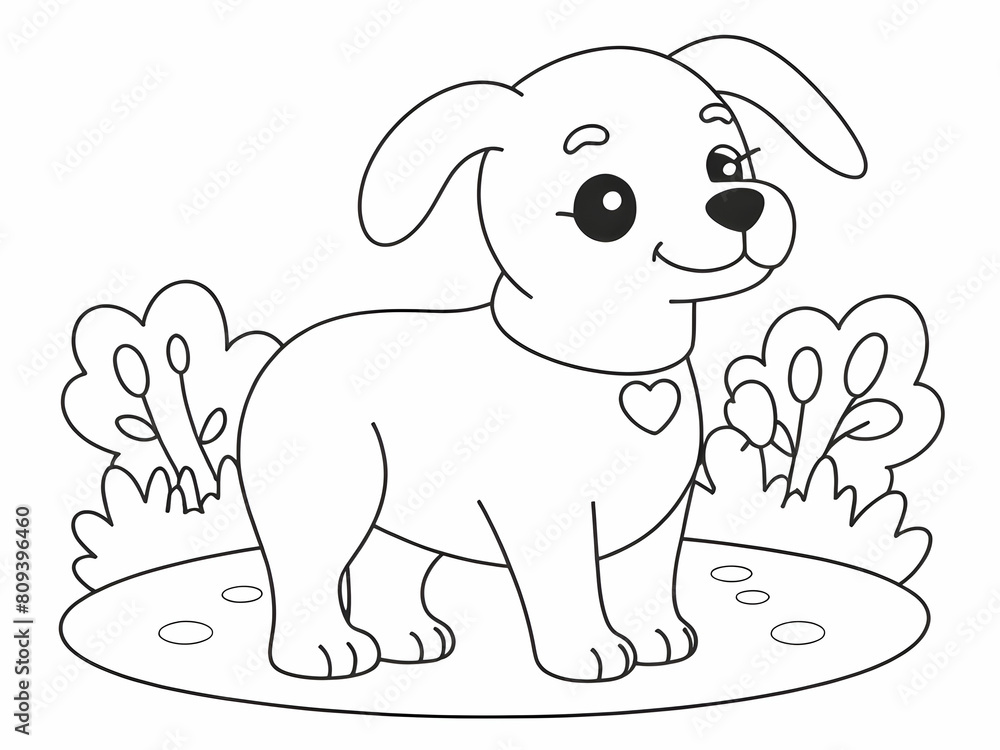 Obraz premium Cute dog drawing coloring book