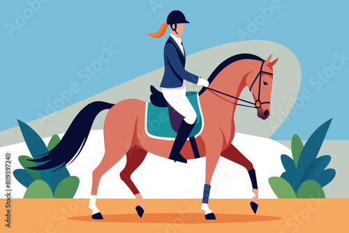 A rider in formal attire performs on a chestnut horse