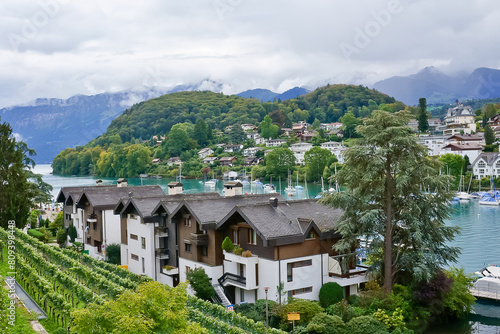 Scenic landscape of Spiez Switzerland 