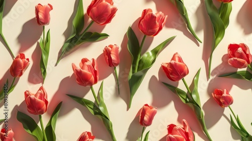 Tulips flower pattern seamless wallpaper background for greeting card