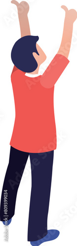 Man raising arms