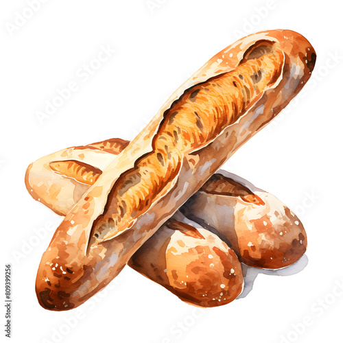 Digital technology bread baguette watercolor design illustration photo