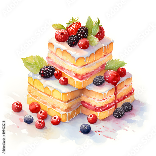 Digital technology sponge cake watercolor design illustration
