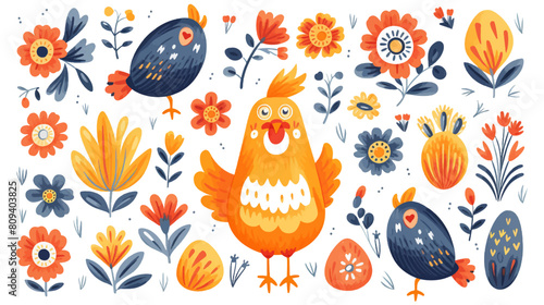 Happy easter egg hand drawn seamless pattern gouache illustration seasonal funny, cute, colorful