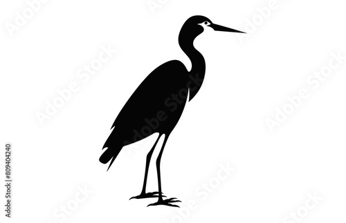 Snowy Egret Bird Silhouette Vector art, Egret black Silhouette Clipart