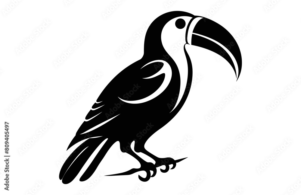 Toucan Bird Silhouette black Clip art, A Toucan Bird Silhouette vector isolated on a white background